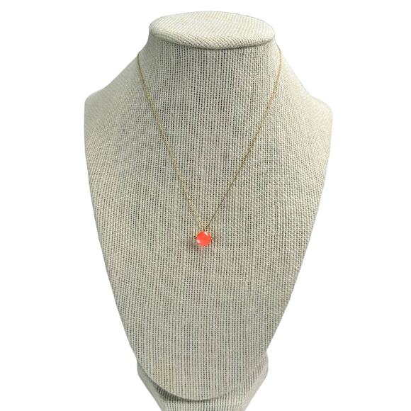 Kate Spade New York Brilliant Statements Duo Prong Pendant Necklace Neon Pink - Picture 1 of 4